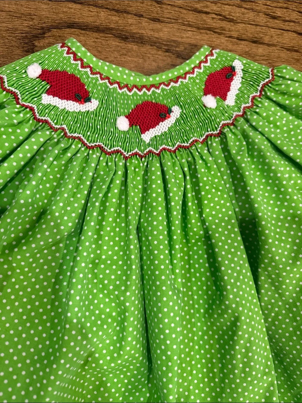 Christmas Santa Hat Smocked Girls Two-Piece Set